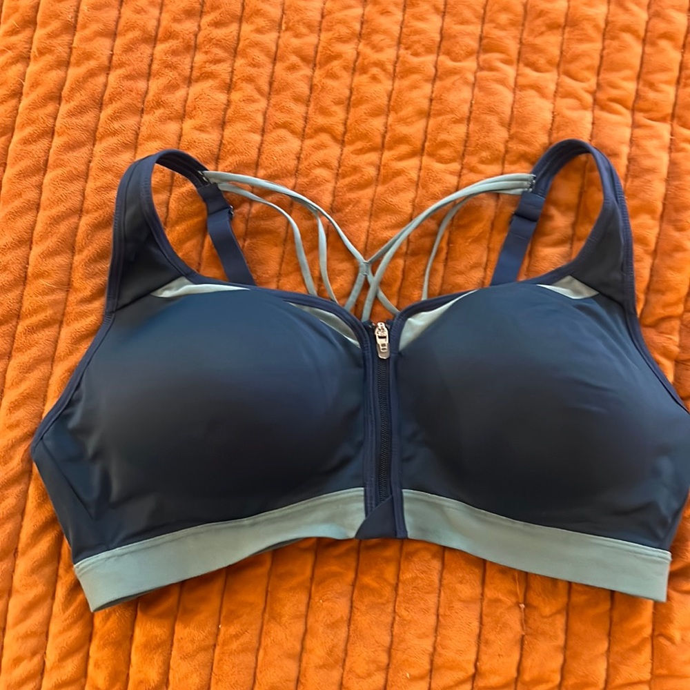 Champion C9 Blue Zip Front Sports Bra XXL